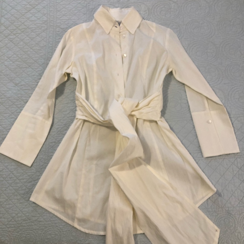 Anthropologie Fine Garments by Bell white tunic blouse. Size 8.